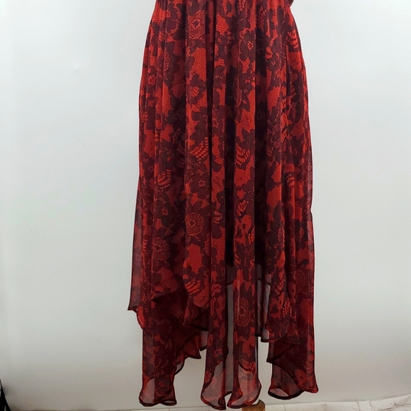 City Chic Red Black Embroidered Chiffon Dress XS - Picture 4 of 16
